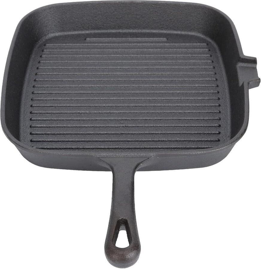 Grillpan Gietijzer Koekenpan Steakpan Gegrild Eten Bereiden Milieuvriendelijk Gietijzer 24cm Zwart