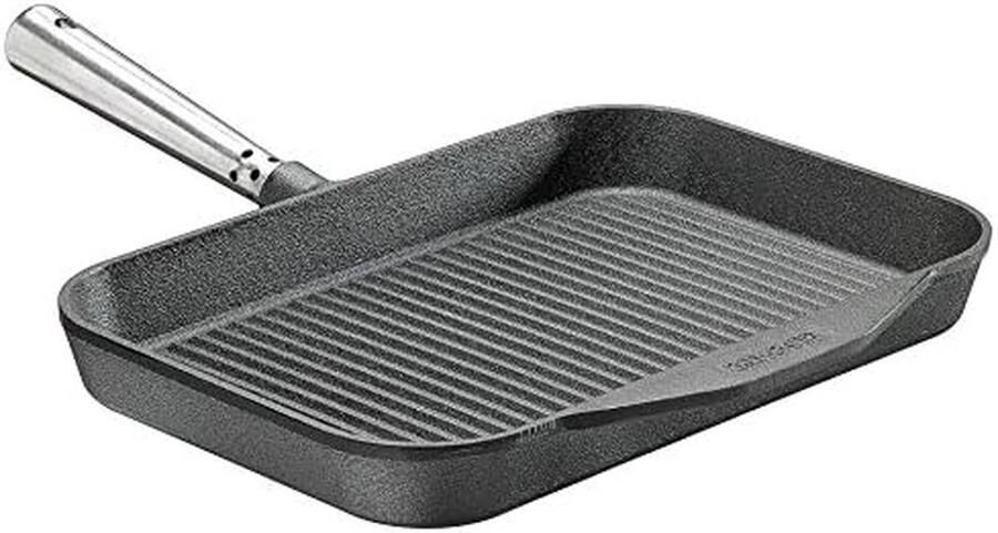 Grillpan Gietijzer Koekenpan Vlees Bereiden Ribprofiel 32 cm Zwart