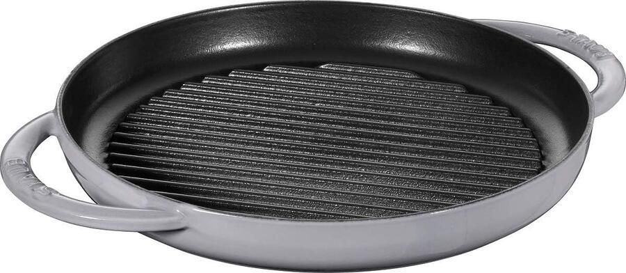 Grillpan Gietijzer Koekenpan Vlees Grillen Zware Kwaliteit 26 cm Grijs