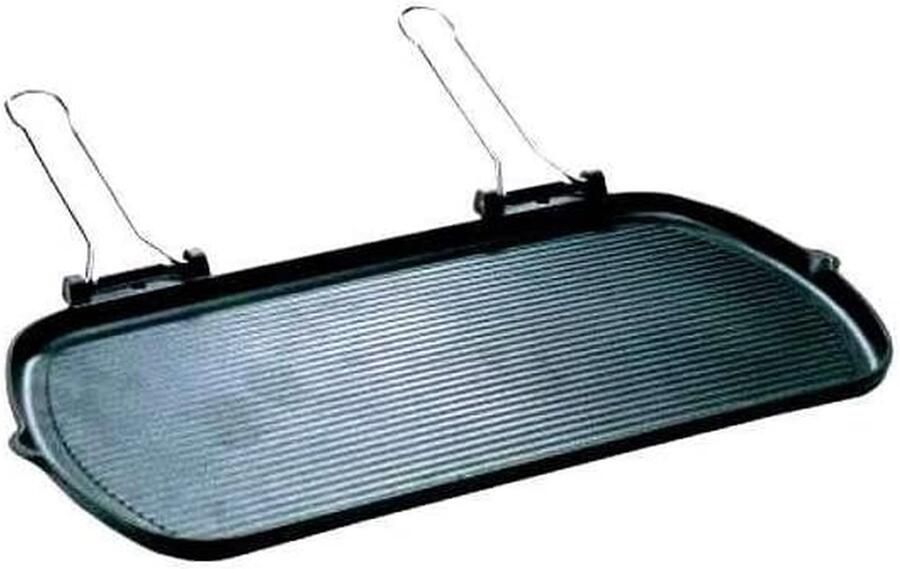 Grillpan Gietijzer Rechthoekige Pan Gelijkmatig Koken Emaille Coating 27x50 cm Zwart