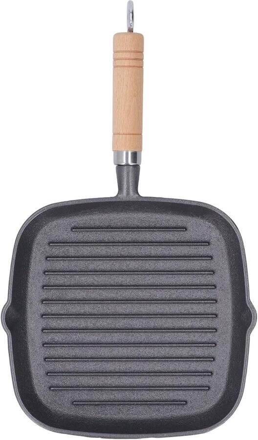 Grillpan Gietijzer Steak Pan Vlees Bereiden Antiaanbak Oppervlak 23x21 cm Zwart