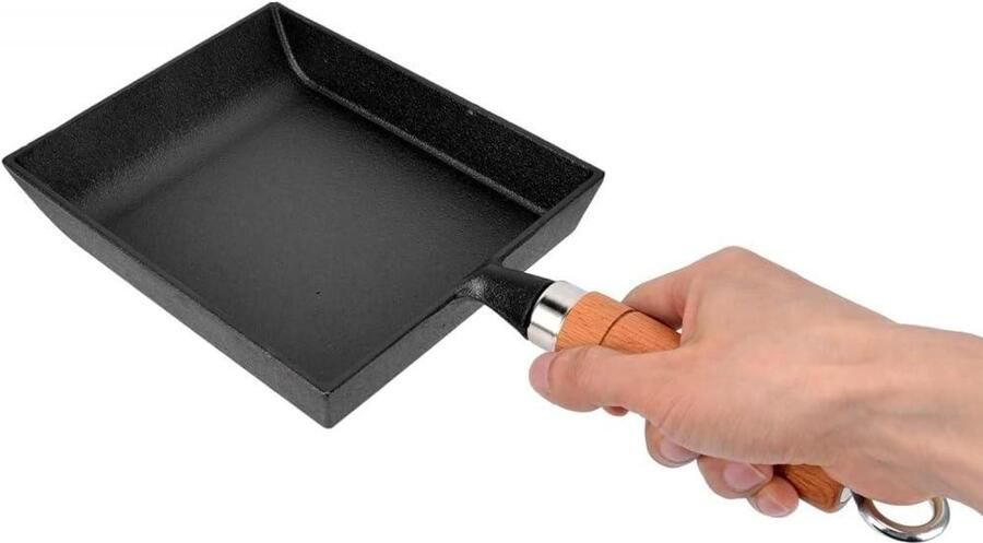 Grillpan Gietijzer Vierkante Bakplaat Koken en Grillen Inductie Compatibel 36.5 x 15.5 cm Zwart