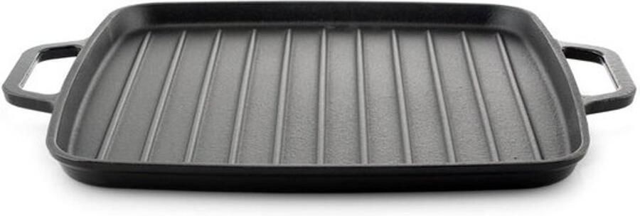 Grillpan Gietijzer Vierkante Pan Grote Maaltijden Bereiden Uitstekende Warmteverdeling 32 cm Zwart