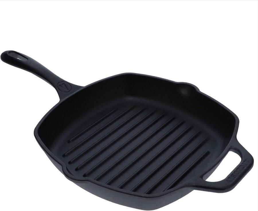 Grillpan Gietijzer Vierkante Pan Lekker Koken PTFE PFOA Vrij 25x25 cm Zwart