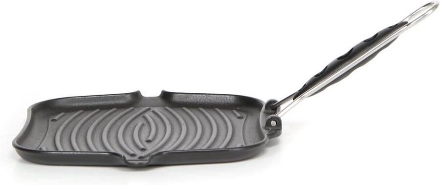 Grillpan Gietijzeren pan Vlees grillen Thermische indicator 25 x 25 cm Zwart