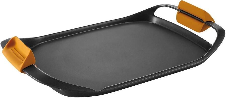 Grillpan Glad Koekenpan Eten Bereiden Twee Temperatuurzones 42 x 28 cm Zwart