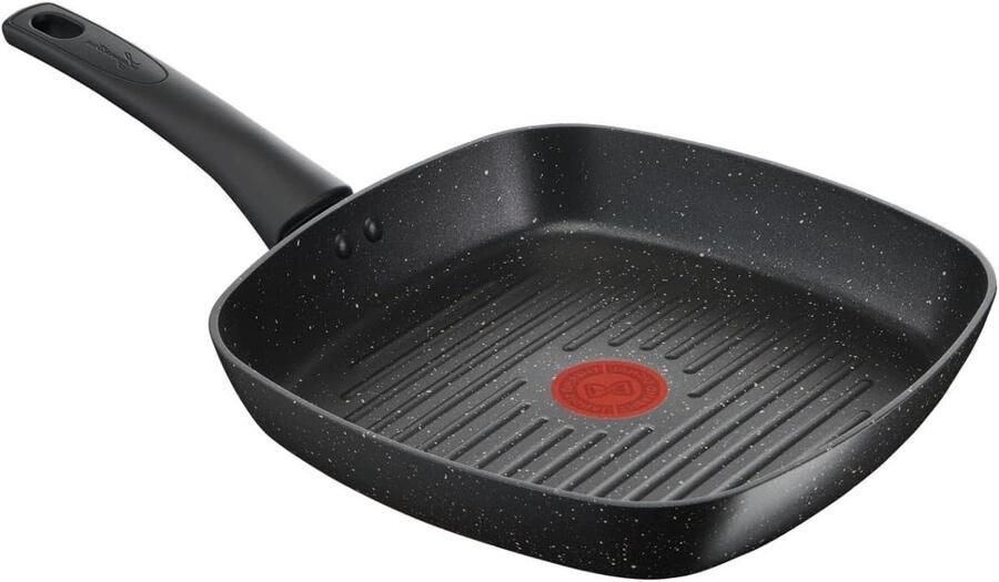 Grillpan Grillplaat Koekenpan Vetvrij Koken Warmte Indicatie 26 x 26 cm Zwart