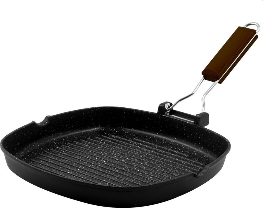Grillpan Grillplaat Lekker Grillen Gegoten Aluminium 20 x 20 cm Zwart