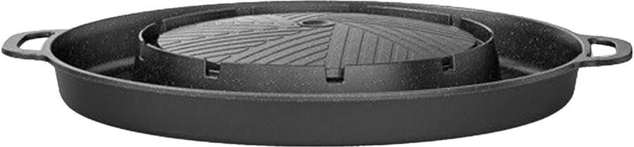 Grillpan Hotpot Dubbele Pan Veelzijdig Koken Antiaanbak Aluminium 33.5x22cm Zwart