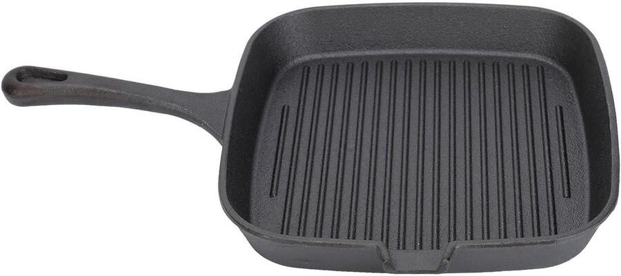 Grillpan IJzer Koekenpan Grill Steak Grillen Streepoppervlak Vetgeleiding 22 cm Zwart
