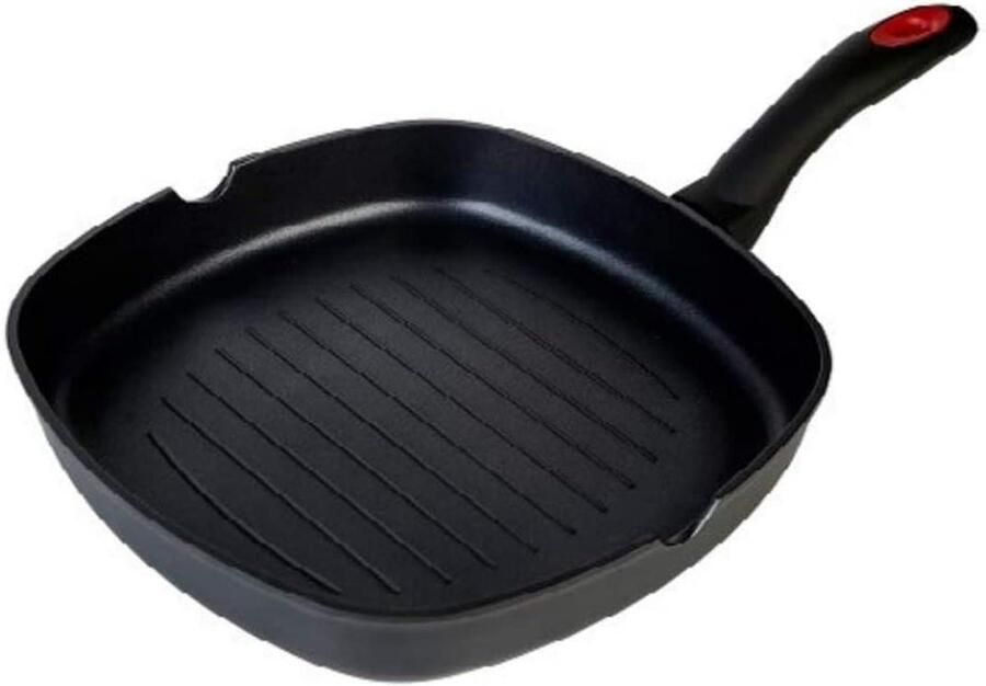 Grillpan Inductie Gegolfde Pan Gezond Grillen PFOA-vrij Antiaanbak 28 x 28 cm Zwart