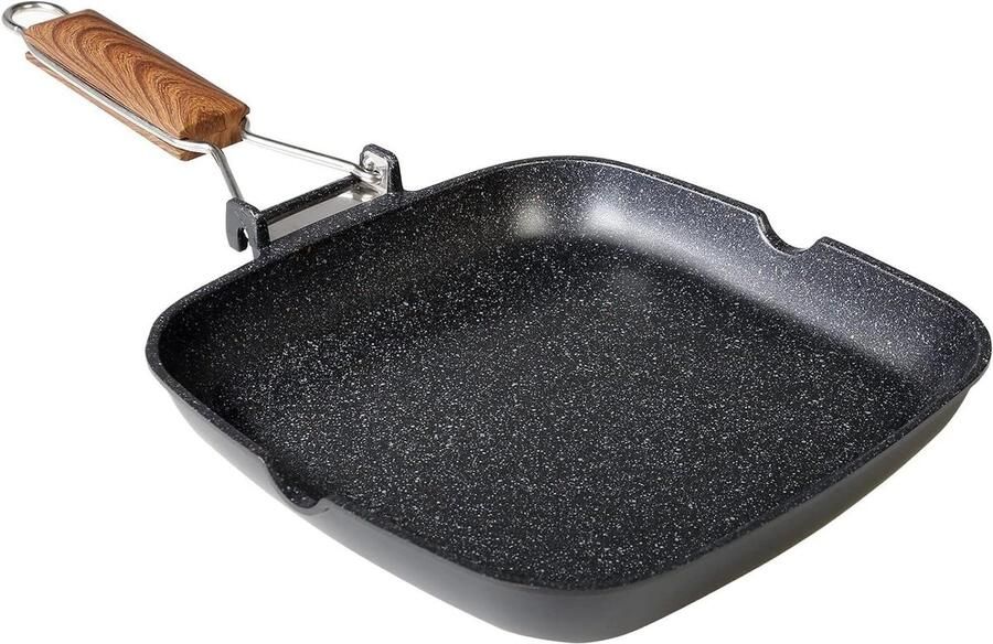 Grillpan Inductie Gladde Pan Lekker Koken Ecologische Antiaanbaklaag 20 x 20 cm Zwart