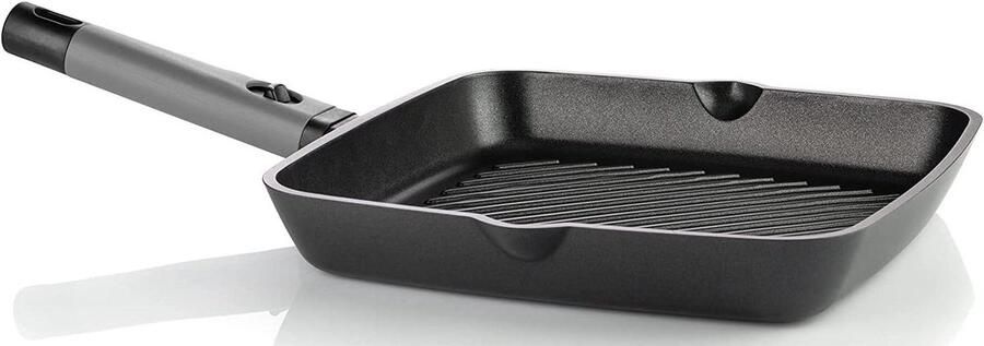 Grillpan Inductie Koekenpan Grill Gezond Koken Afneembare Handgreep 28 cm Zwart