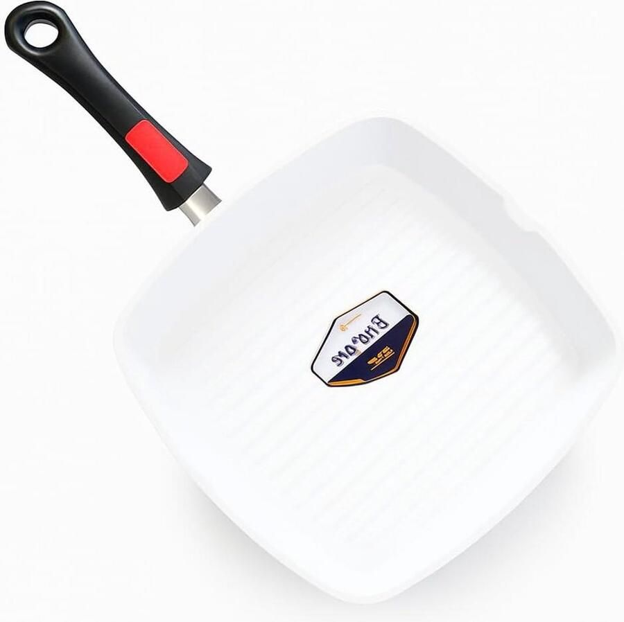 Grillpan Keramiek Koekenpan Grill Gezond Koken Afneembare Steel 24 cm Wit