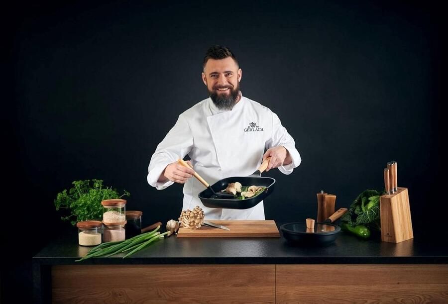 Grillpan Keramisch Koekenpan Antiaanbak Gezond Koken Houten Handvat 28 cm Zwart