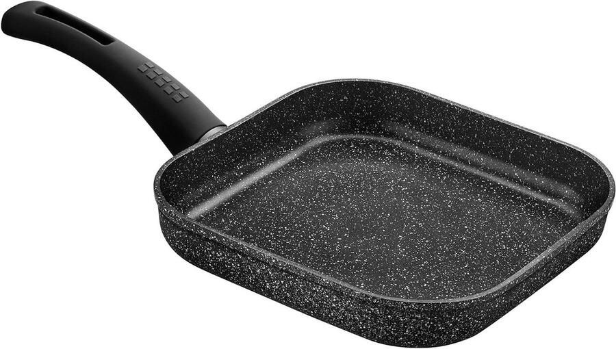 Grillpan Koekenpan Aluminium Gezond Koken Gesmeed Aluminium 24 cm Zwart