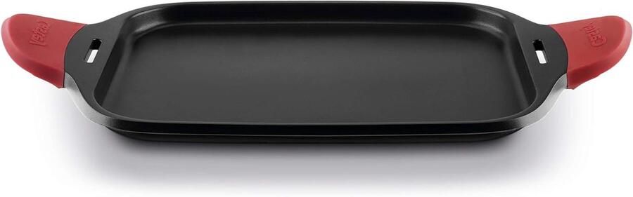 Grillpan Koekenpan Bakplaat Gegrild Eten Bereiden Geïntegreerde Siliconen Handgrepen 45 cm Zwart