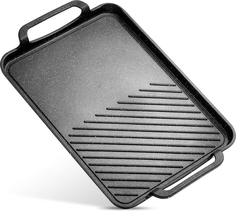 Grillpan Koekenpan Binnen koken Anti-aanbaklaag 43 x 28 cm Zwart