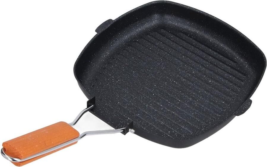 Grillpan met Anti-aanbaklaag Koekenpan Bakplaat Binnen Koken Gelijkmatige Warmteverdeling 44x26.5 cm Zwart