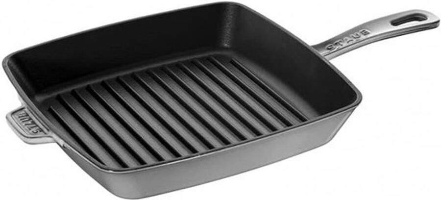 Grillpan Koekenpan Buiten koken Gietijzeren kwaliteit 26x26 cm Grafietgrijs