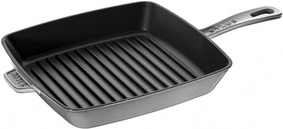 Grillpan Koekenpan Buiten koken Gietijzeren kwaliteit 26x26 cm Grafietgrijs