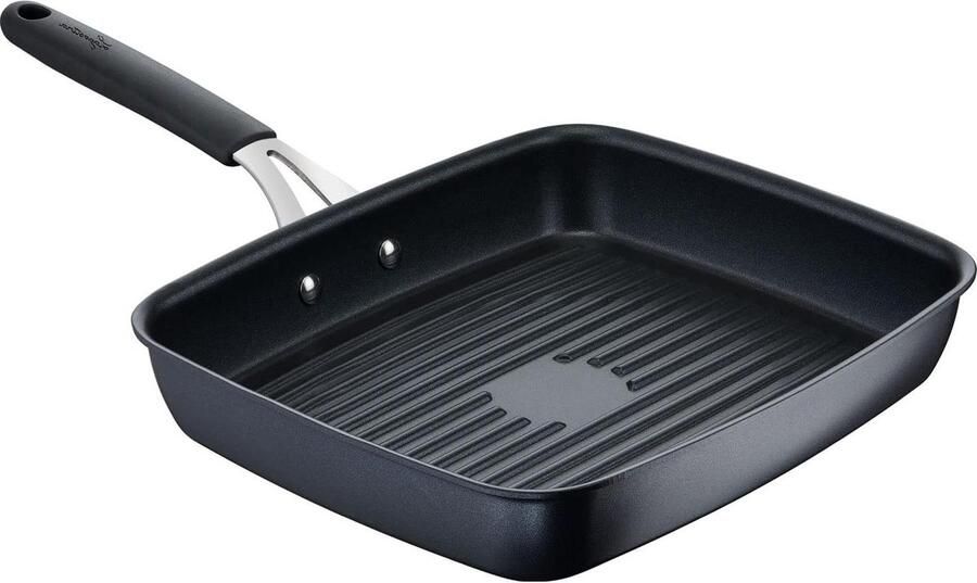Grillpan Koekenpan Gegrild Eten Bereiden Krasbestendige Titanium Coating 23 x 27 cm Zwart