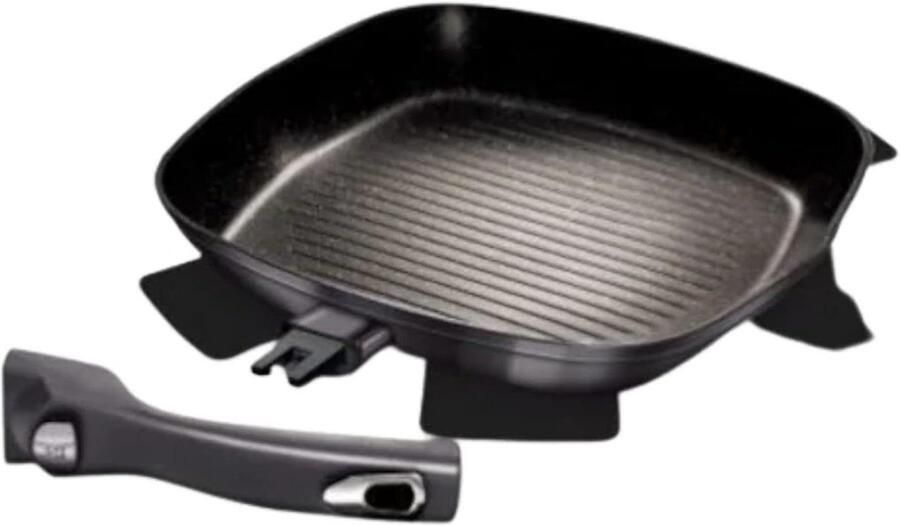 Grillpan Koekenpan Gerechten Grillen Afneembaar Handvat 28 cm Donkergrijs Metallic