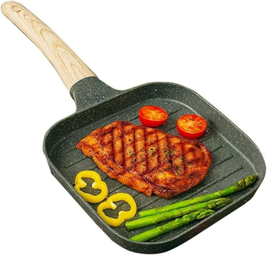 Grillpan Koekenpan Gerechten Grillen Anti-aanbaklaag 182 cm Grijs
