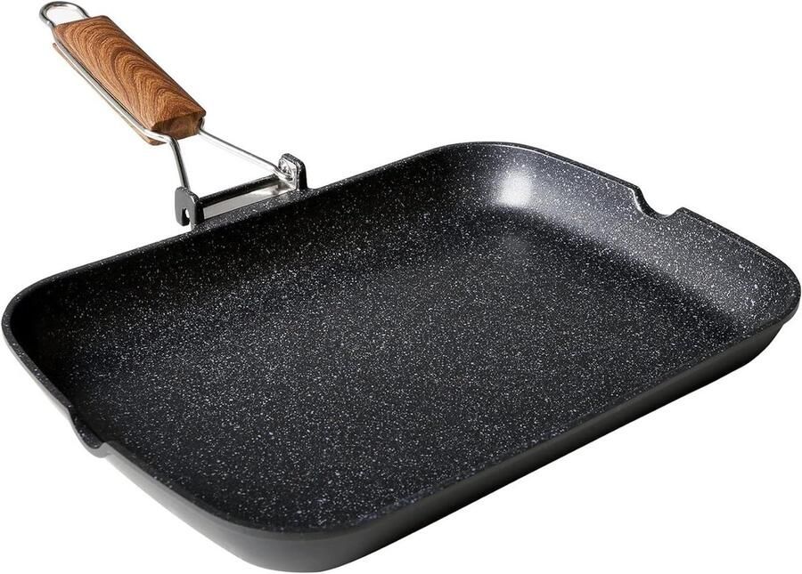Grillpan Koekenpan Gezond Grillen Antiaanbaklaag 34 x 24 cm Zwart