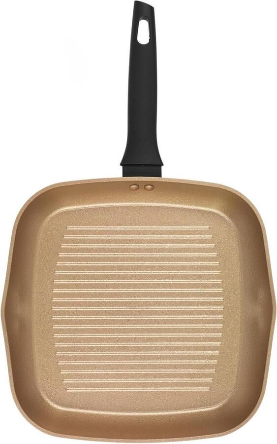 Grillpan Koekenpan Gezond Koken 7x Sterker Antiaanbaklaag 28cm Zwart Goud