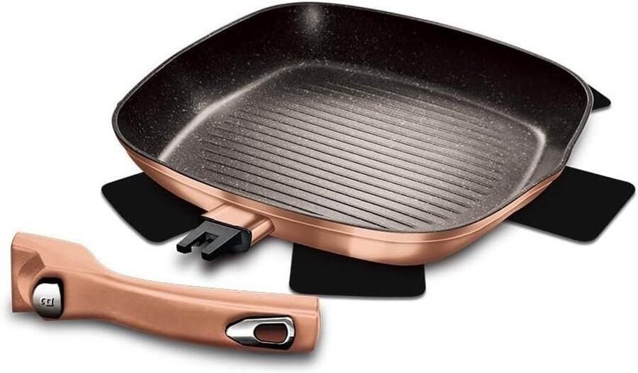 Grillpan Koekenpan Gezond Koken Afneembare Handgreep 28 cm Roségoud