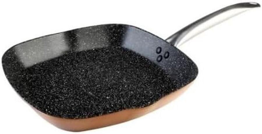 Grillpan Koekenpan Gezond Koken Ecologische Anti-aanbak 28 x 28 cm Koper