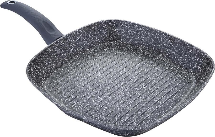 Grillpan Koekenpan Gezond Koken Marmer Antiaanbaklaag 28 x 28 x 4.5 cm Zwart
