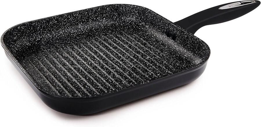 Grillpan Koekenpan Gezond Koken Rockpearl Plus Antiaanbak 26 cm Zwart