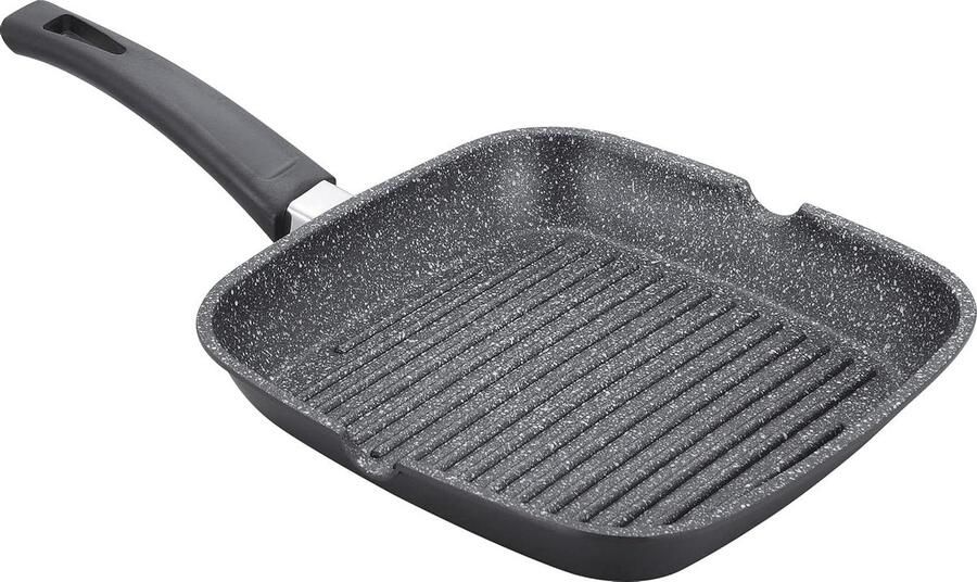 Grillpan Koekenpan Grill Buiten Koken Marmeren Anti-aanbaklaag 24 x 24 cm Zwart