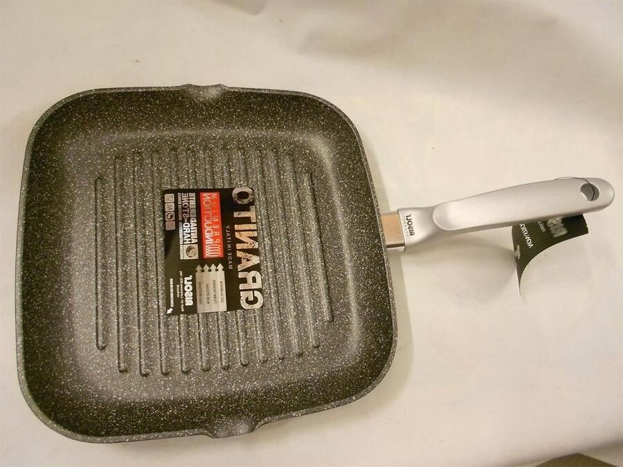 Grillpan Koekenpan Grill Lekker Grillen Graniet Coating 26x26 cm Zwart
