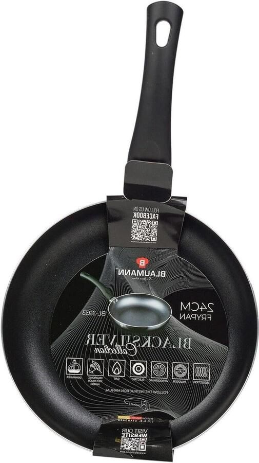 Grillpan Koekenpan Grill Vlees Bakken Gegoten Aluminium 24cm Mat Zwart