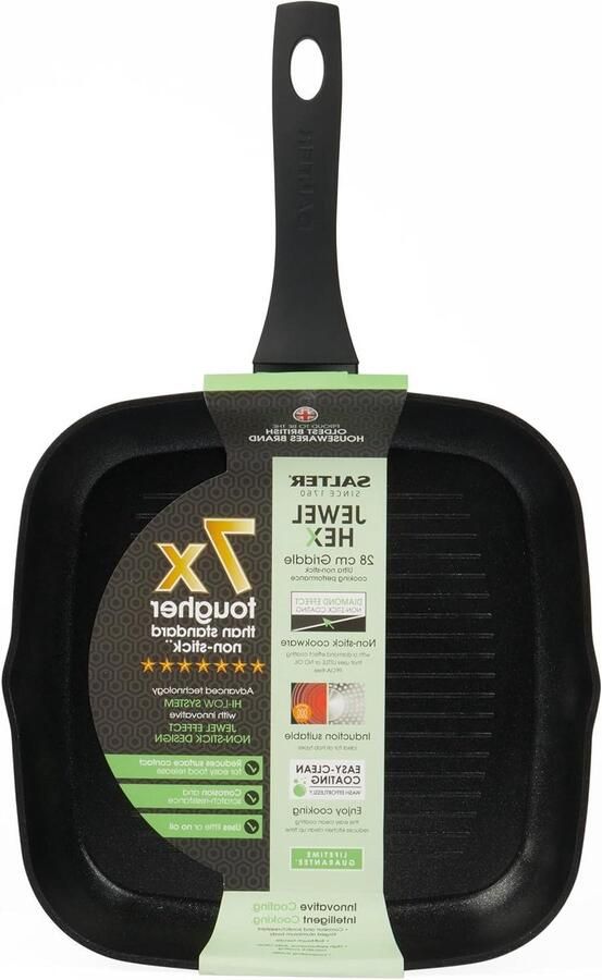 Grillpan Koekenpan Grill Vlees Dichtschroeien Diamant Effect Laag 28 cm Zwart