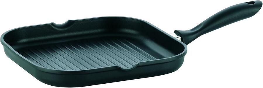 Grillpan Koekenpan Lekker Grillen Gegoten Aluminium 28x28 cm Zwart