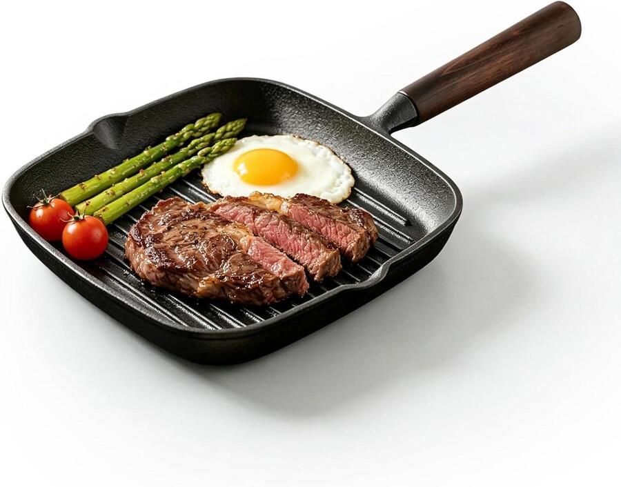 Grillpan Koekenpan Lekker Grillen Gelijkmatige Warmte 28 cm Zwart