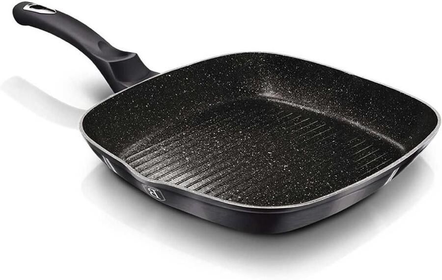 Grillpan Koekenpan Lekker Grillen Gietijzeren Look 28 cm Zwart