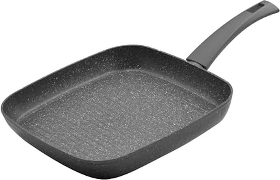 Grillpan Koekenpan Lekker Grillen Steenlook Afwerking 28x28 cm Grijs