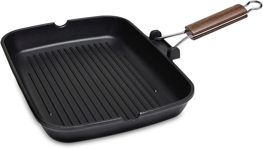 Grillpan Koekenpan Lekker Koken 5-laagse Anti-aanbaklaag 35 x 25 cm Zwart