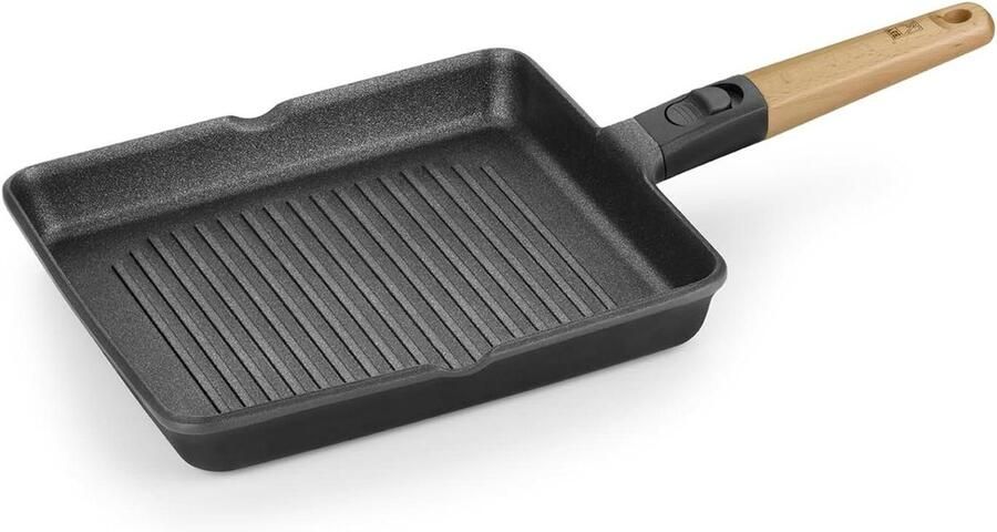 Grillpan Koekenpan Lekker Koken Afneembare Handgreep 28 cm Zwart