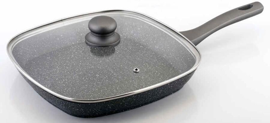 Grillpan Koekenpan Lekker koken Antiaanbaklaag 28x28 cm Zwart