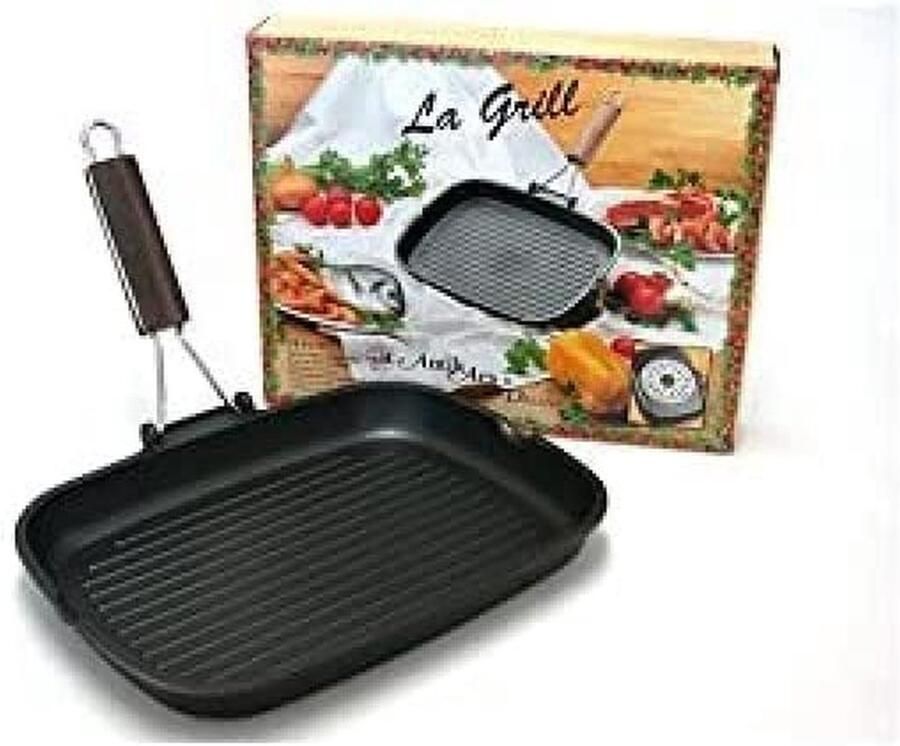Grillpan Koekenpan Lekker koken Gegoten aluminium 27 x 33 cm Zwart