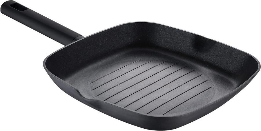 Grillpan Koekenpan Lekker Koken Gesmeed Aluminium 28 cm Zwart