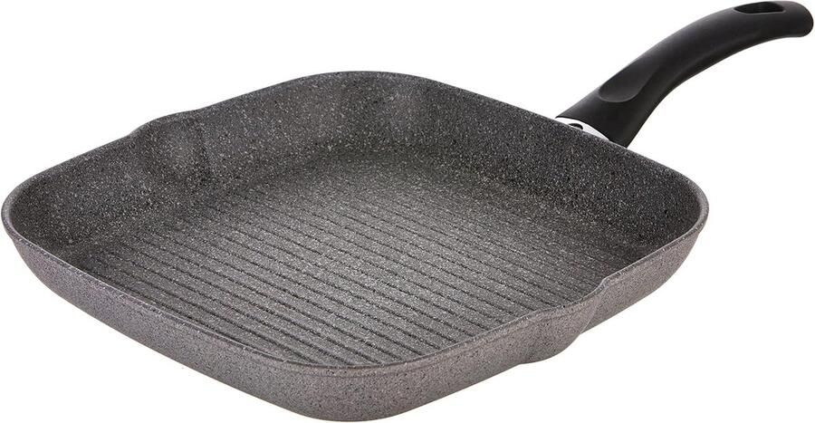 Grillpan Koekenpan Lekker Koken Stevige Aluminium Constructie 28 cm Grijs