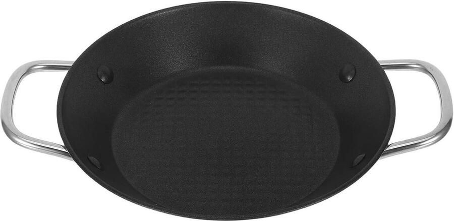 Grillpan Koekenpan Omeletpan Braadpan Gezond Koken Antiaanbaklaag Dubbele Handgrepen 28cm Zilver