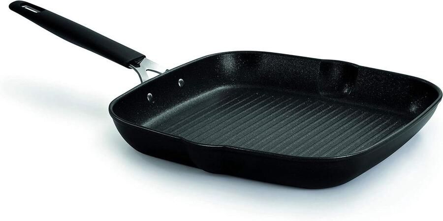 Grillpan Koekenpan Rechthoekig Gezond Grillen Diamantstof Versterkt 28 x 28 cm Zwart